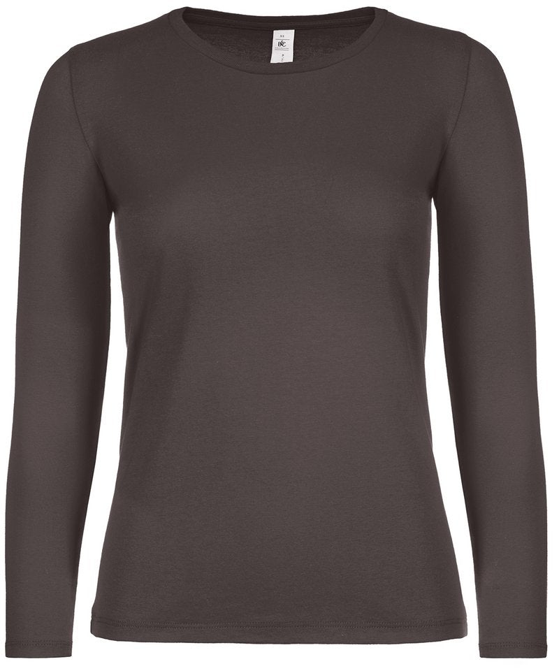 B&C E150 Long Sleeve Women's in Bear Brown by B & C Collection — Custom branded clothing by Print Press, featuring premium embroidery produced in our specialist print lab in the UK.