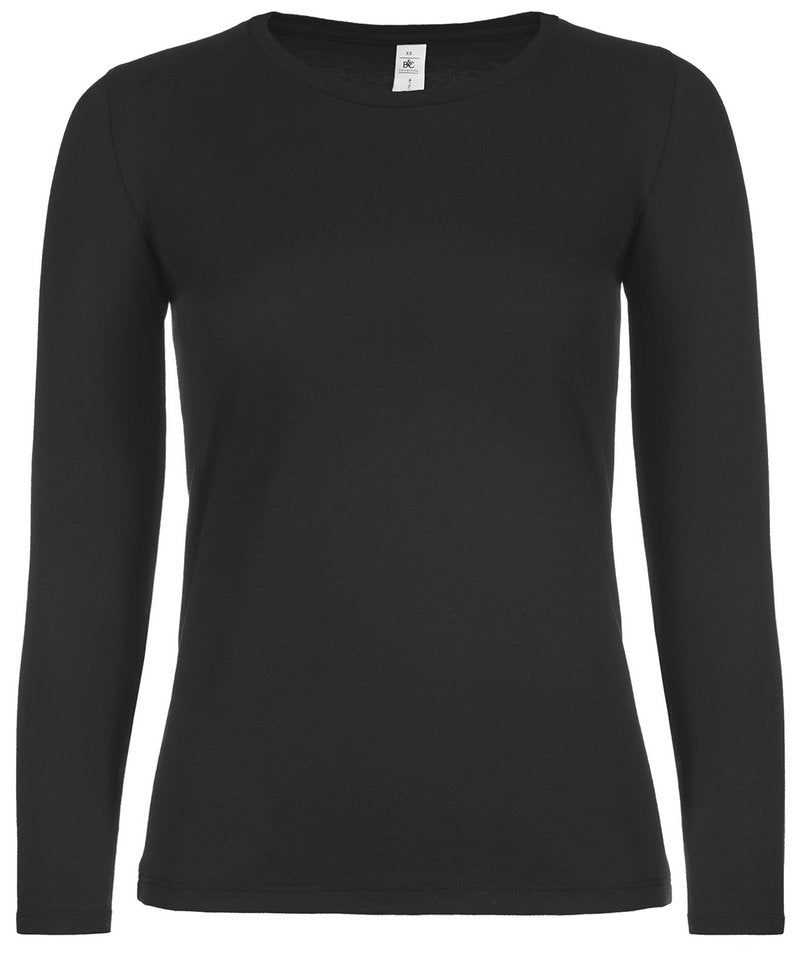 B&C E150 Long Sleeve Women's in Black by B & C Collection — Custom branded clothing by Print Press, featuring premium embroidery produced in our specialist print lab in the UK.