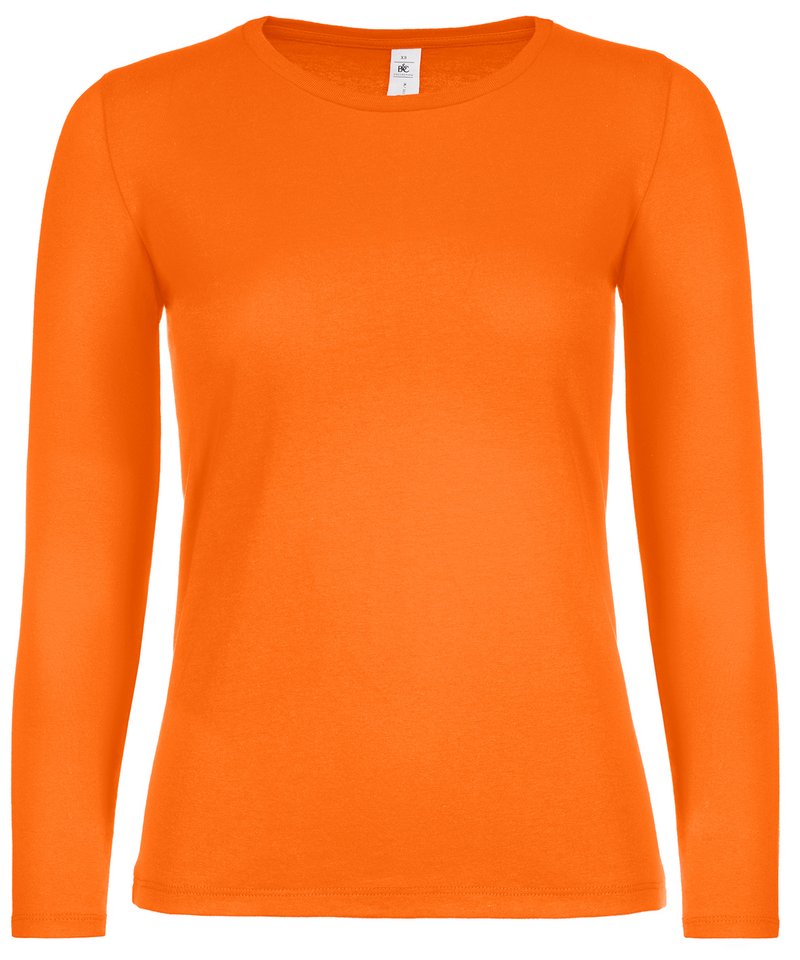 B&C E150 Long Sleeve Women's in Orange by B & C Collection — Custom branded clothing by Print Press, featuring premium embroidery produced in our specialist print lab in the UK.