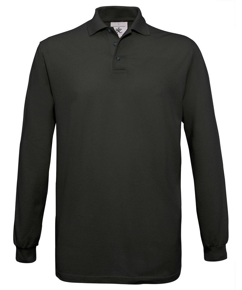 B&C Safran Long Sleeve in Black by B & C Collection — Custom branded clothing by Print Press, featuring premium embroidery produced in our specialist print lab in the UK.