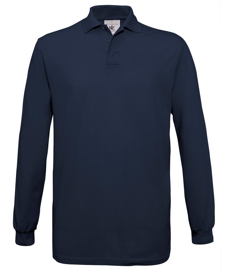 B&C Safran Long Sleeve in Navy by B & C Collection — Custom branded clothing by Print Press, featuring premium embroidery produced in our specialist print lab in the UK.