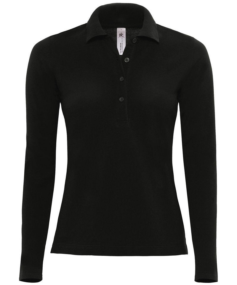 B&C Safran Pure Long Sleeve Women's in Black by B & C Collection — Custom branded clothing by Print Press, featuring premium embroidery produced in our specialist print lab in the UK.