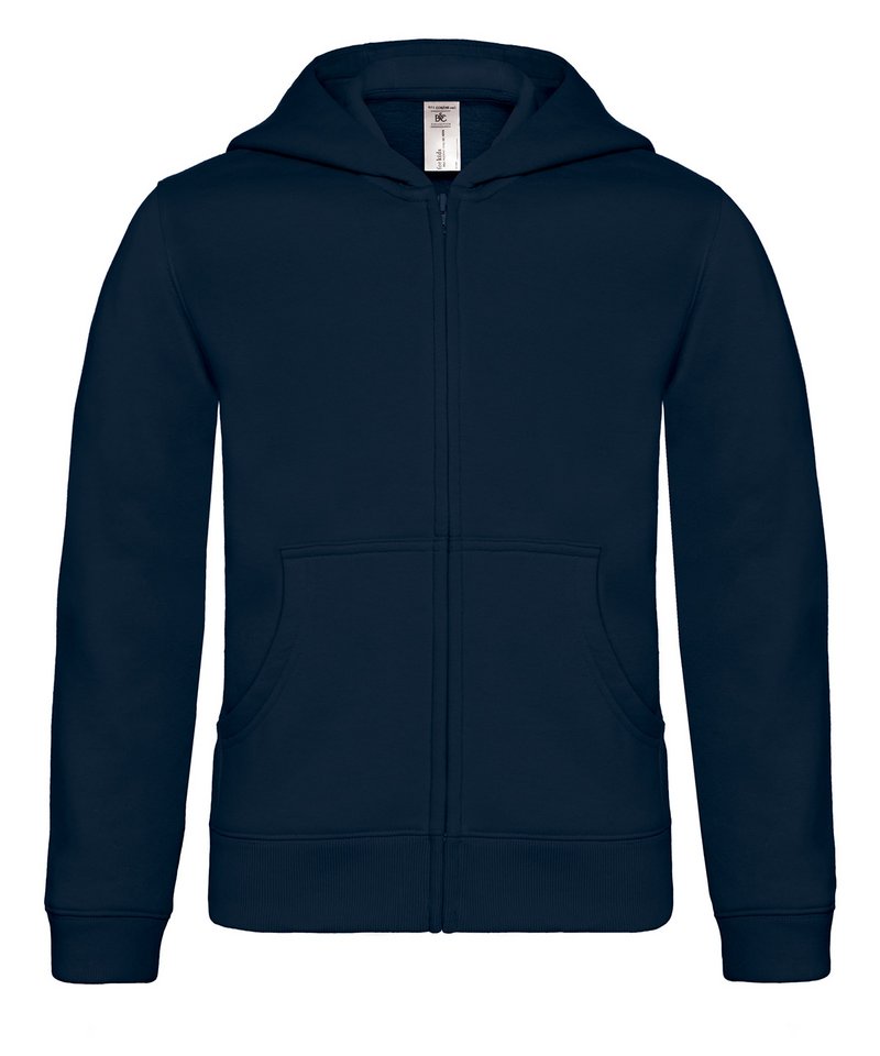 B&C Hooded Full-Zip Kids in Navy by B & C Collection — Custom branded clothing by Print Press, featuring premium embroidery produced in our specialist print lab in the UK.