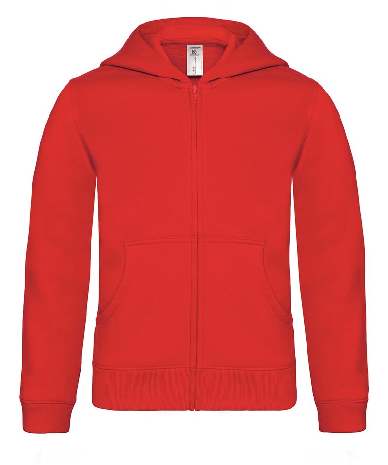 B&C Hooded Full-Zip Kids in Red by B & C Collection — Custom branded clothing by Print Press, featuring premium embroidery produced in our specialist print lab in the UK.
