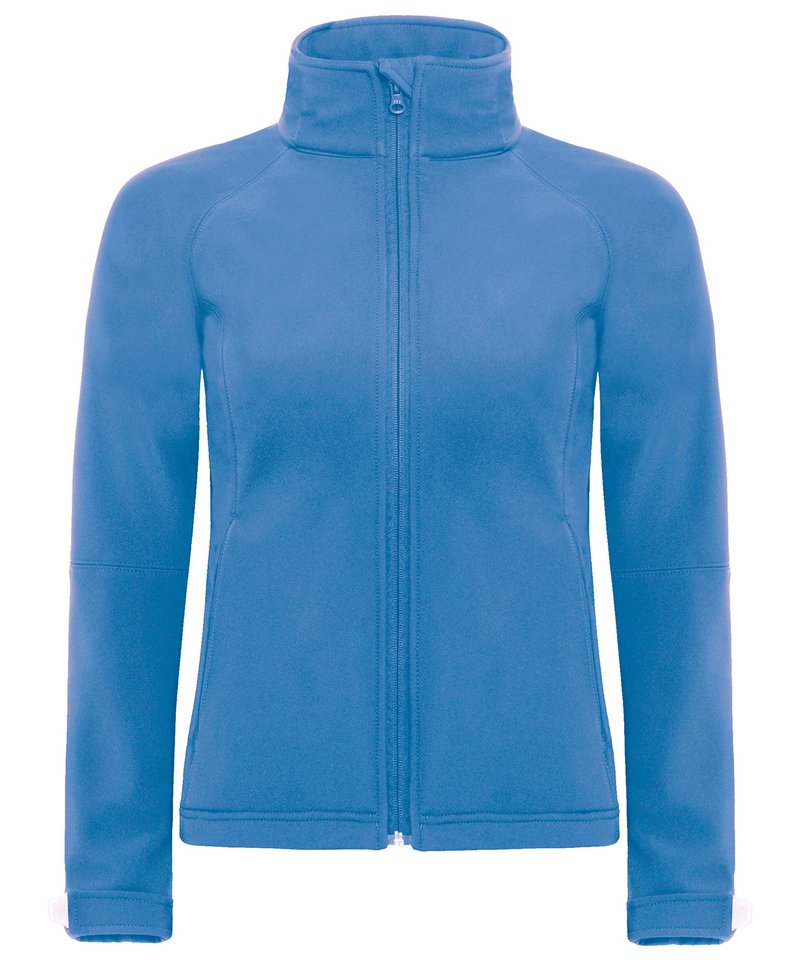 B&C Hooded Softshell Women's in Azure by B & C Collection — Custom branded clothing by Print Press, featuring premium embroidery produced in our specialist print lab in the UK.