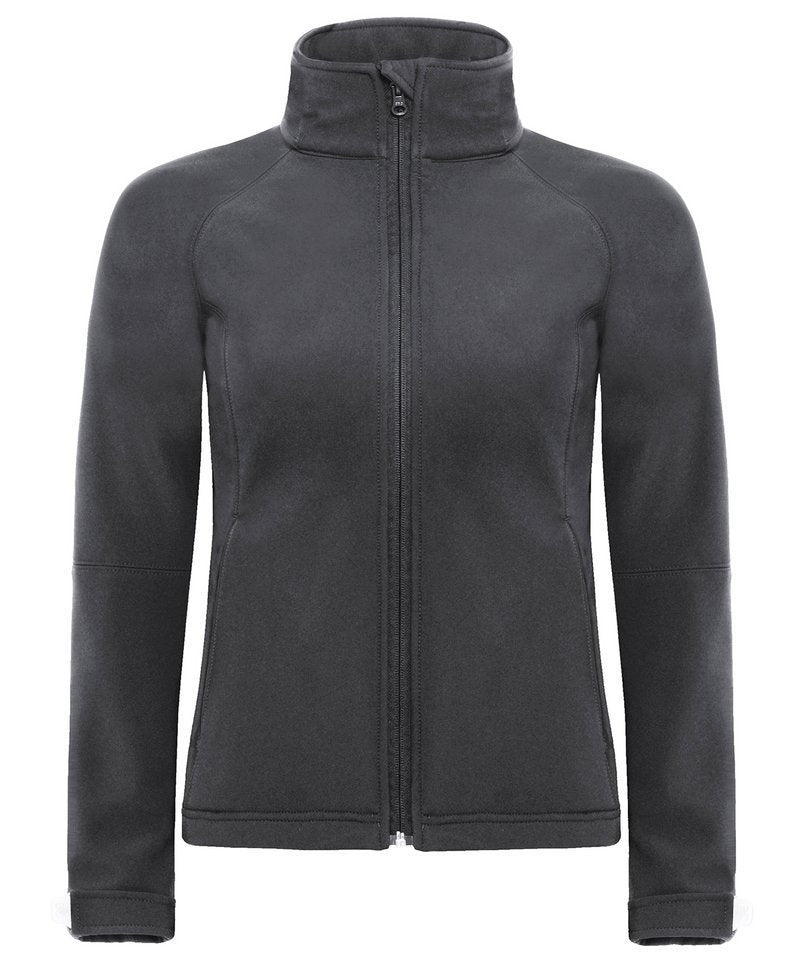 B&C Hooded Softshell Women's in Dark Grey by B & C Collection — Custom branded clothing by Print Press, featuring premium embroidery produced in our specialist print lab in the UK.