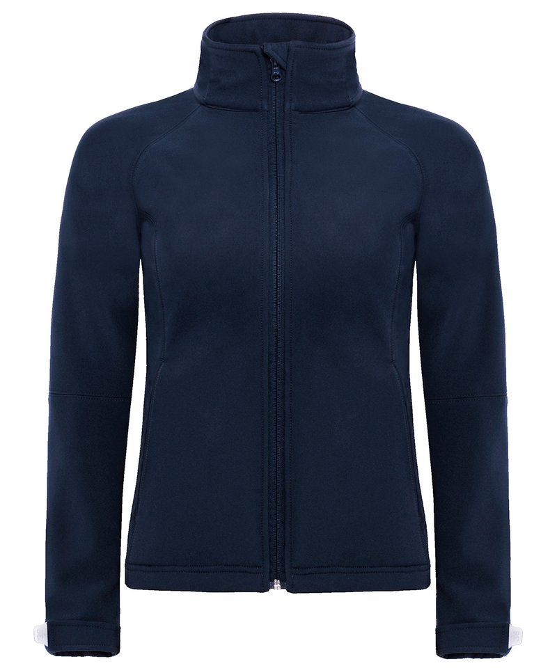 B&C Hooded Softshell Women's in Navy by B & C Collection — Custom branded clothing by Print Press, featuring premium embroidery produced in our specialist print lab in the UK.
