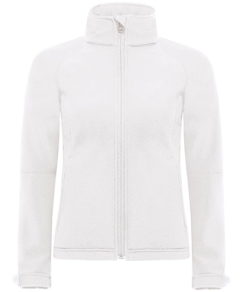 B&C Hooded Softshell Women's in White by B & C Collection — Custom branded clothing by Print Press, featuring premium embroidery produced in our specialist print lab in the UK.
