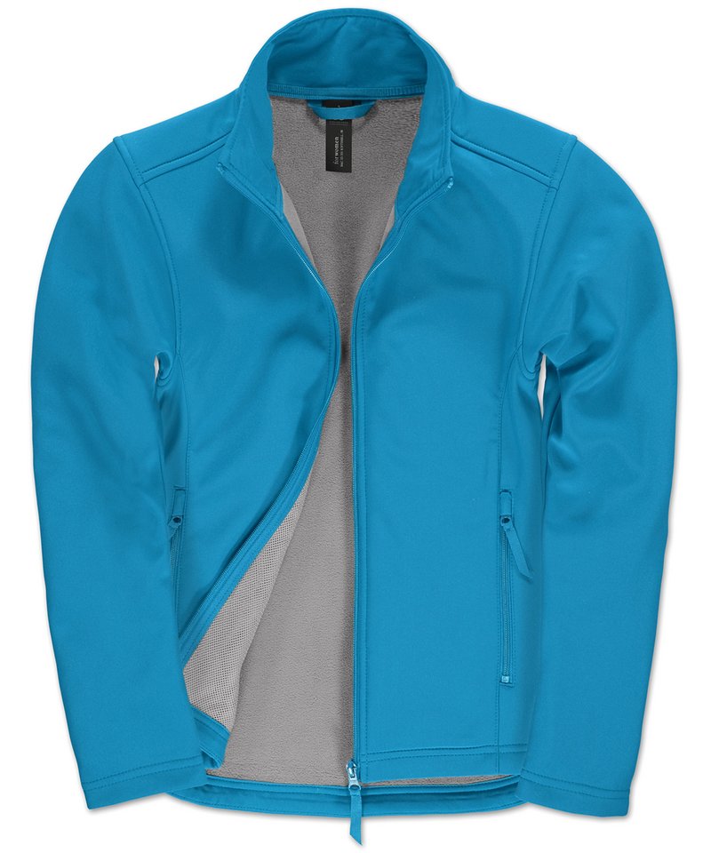 B&C Id.701 Softshell Jacket Women's in Atoll Attitude Grey Lining by B & C Collection — Custom branded clothing by Print Press, featuring premium embroidery produced in our specialist print lab in the UK.