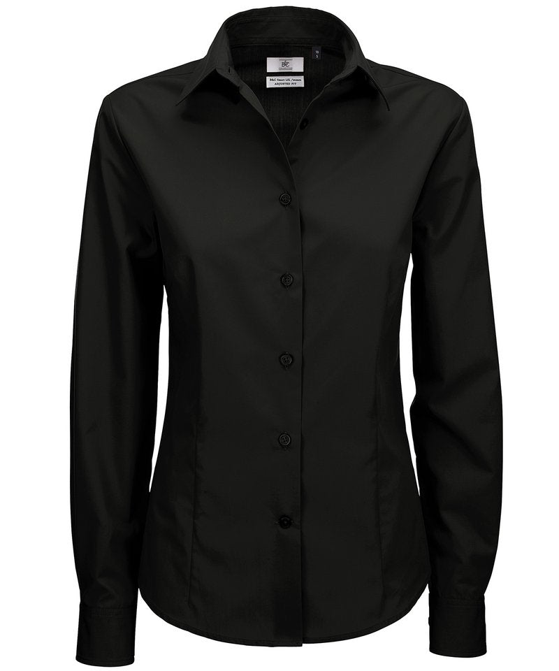 B&C Smart Long Sleeve Women's in Black by B & C Collection — Custom branded clothing by Print Press, featuring premium embroidery produced in our specialist print lab in the UK.