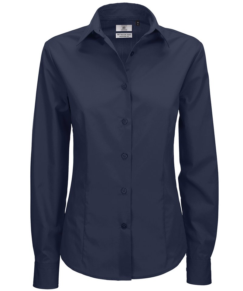 B&C Smart Long Sleeve Women's in Navy by B & C Collection — Custom branded clothing by Print Press, featuring premium embroidery produced in our specialist print lab in the UK.