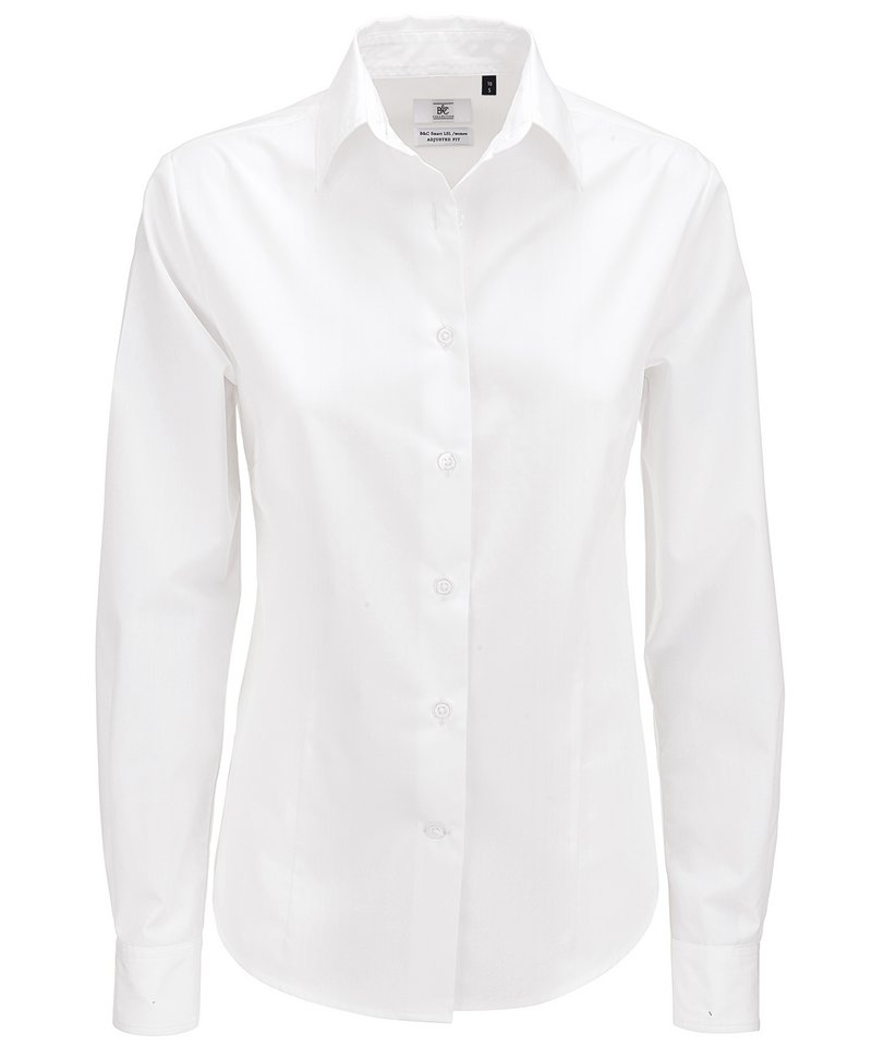B&C Smart Long Sleeve Women's in White by B & C Collection — Custom branded clothing by Print Press, featuring premium embroidery produced in our specialist print lab in the UK.
