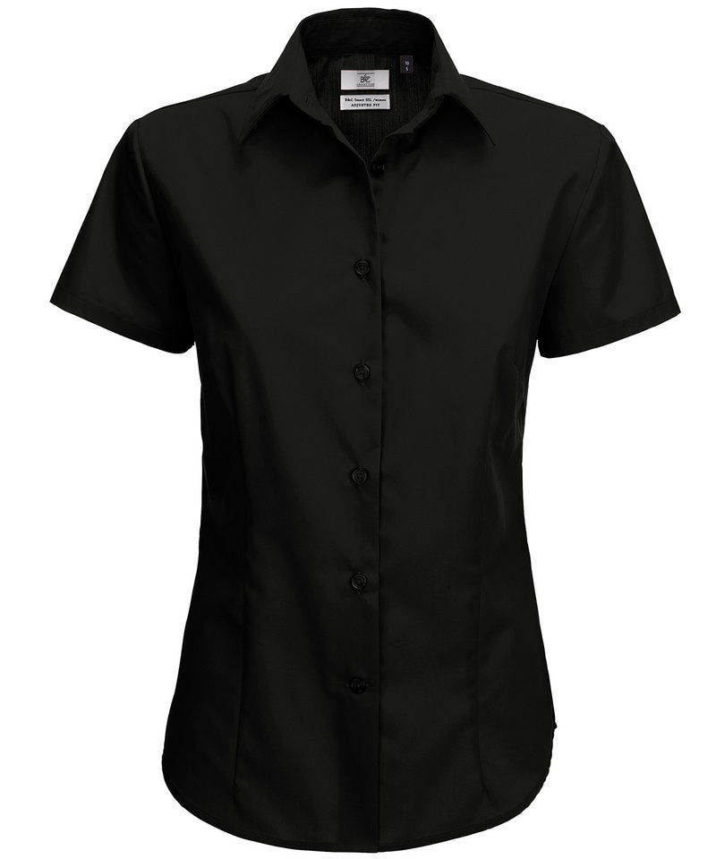 B&C Smart Short Sleeve Women's in Black by B & C Collection — Custom branded clothing by Print Press, featuring premium embroidery produced in our specialist print lab in the UK.