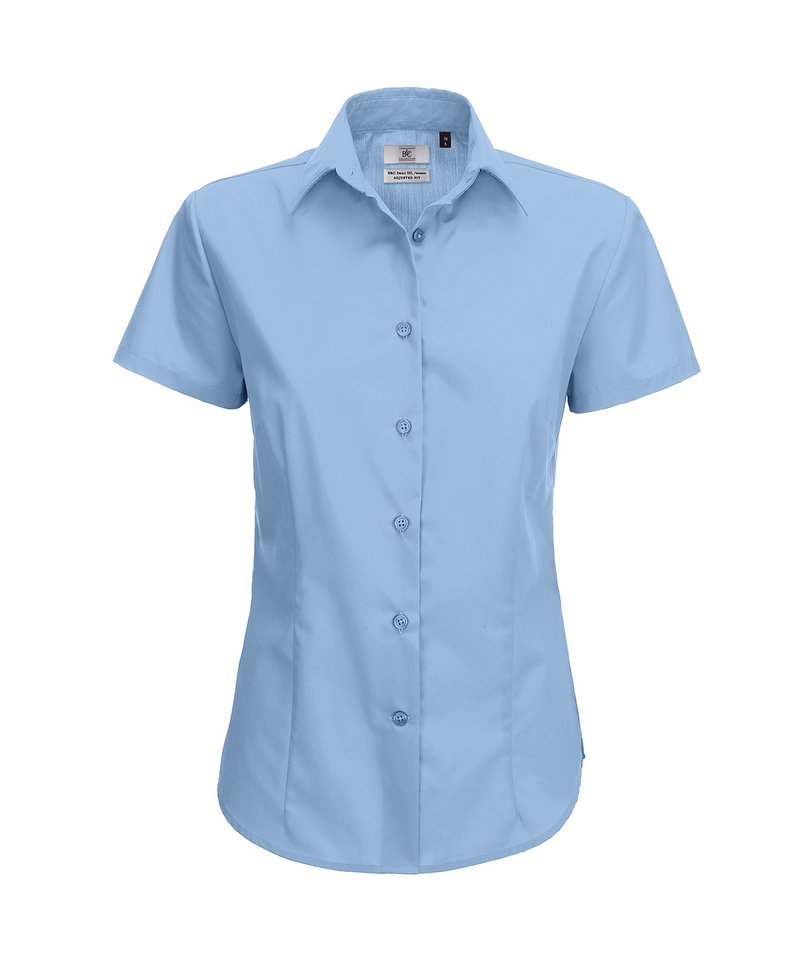 B&C Smart Short Sleeve Women's in Light Blue by B & C Collection — Custom branded clothing by Print Press, featuring premium embroidery produced in our specialist print lab in the UK.