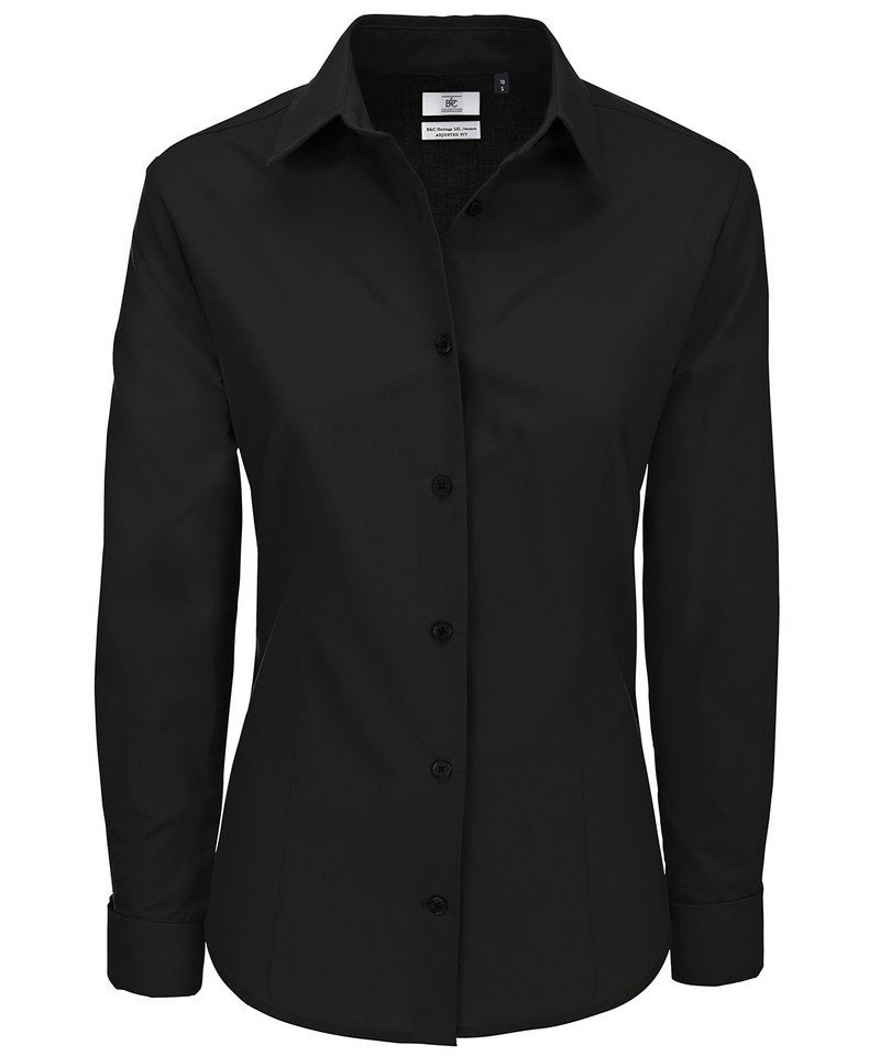 B&C Heritage Long Sleeve Women's in Black by B & C Collection — Custom branded clothing by Print Press, featuring premium embroidery produced in our specialist print lab in the UK.