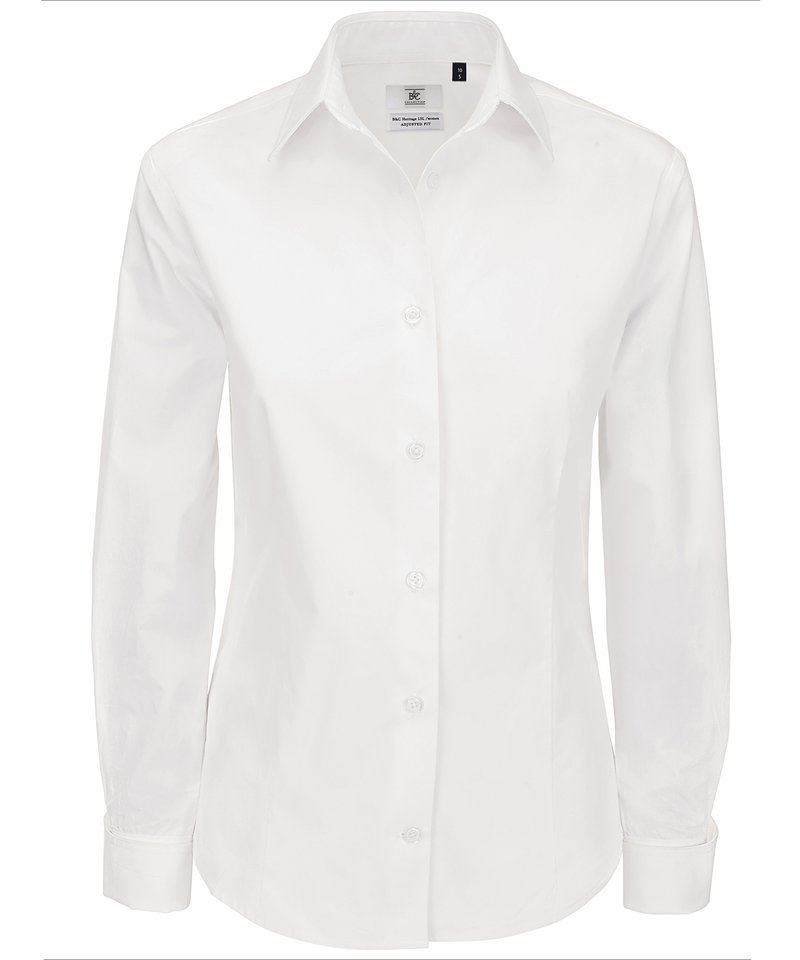 B&C Heritage Long Sleeve Women's in White by B & C Collection — Custom branded clothing by Print Press, featuring premium embroidery produced in our specialist print lab in the UK.