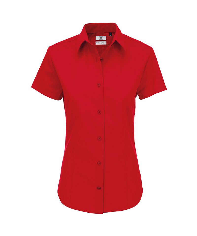 B&C Heritage Short Sleeve Women's in Deep Red by B & C Collection — Custom branded clothing by Print Press, featuring premium embroidery produced in our specialist print lab in the UK.