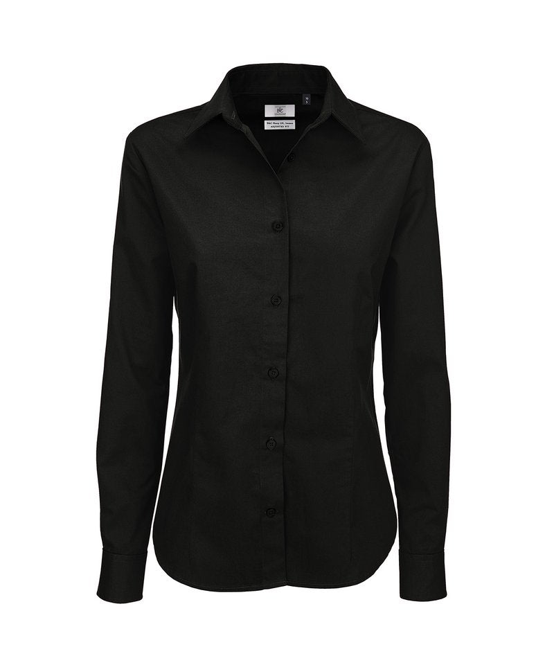 B&C Sharp Long Sleeve Women's in Black by B & C Collection — Custom branded clothing by Print Press, featuring premium embroidery produced in our specialist print lab in the UK.