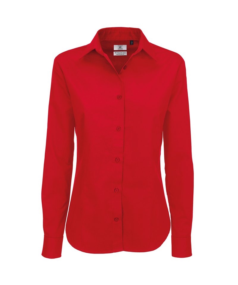 B&C Sharp Long Sleeve Women's in Deep Red by B & C Collection — Custom branded clothing by Print Press, featuring premium embroidery produced in our specialist print lab in the UK.
