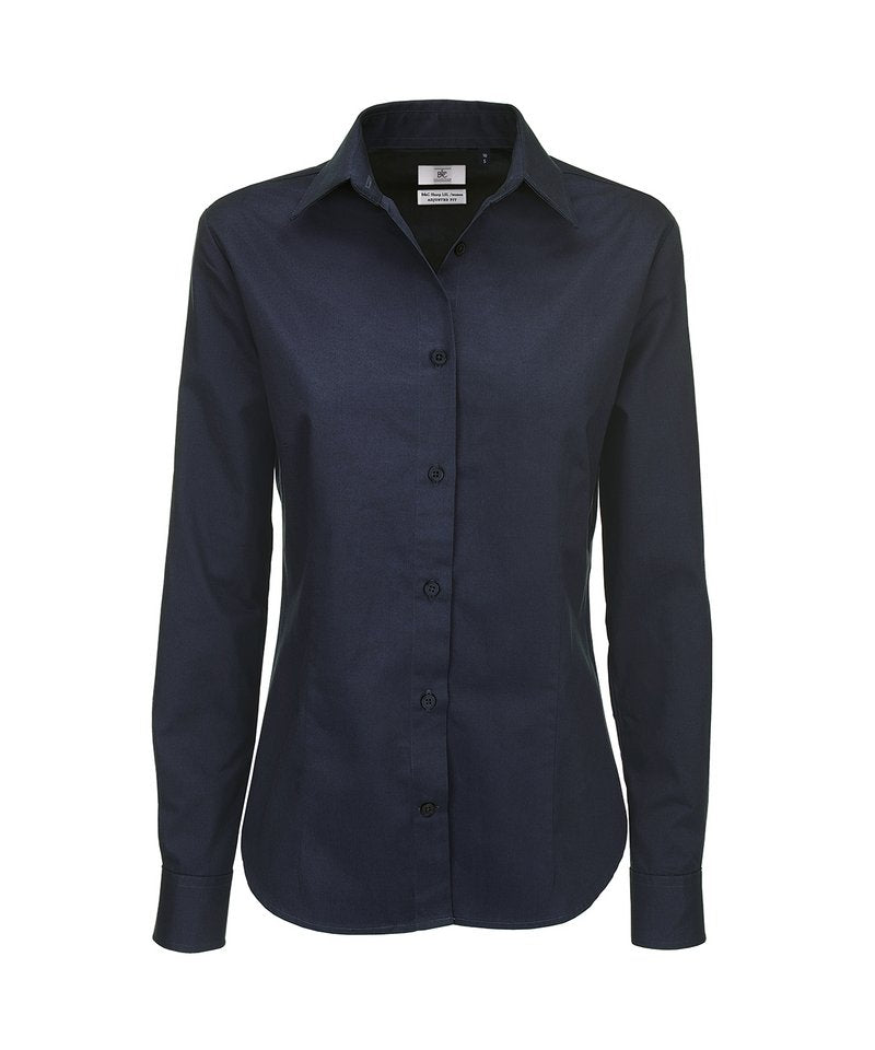 B&C Sharp Long Sleeve Women's in Navy by B & C Collection — Custom branded clothing by Print Press, featuring premium embroidery produced in our specialist print lab in the UK.