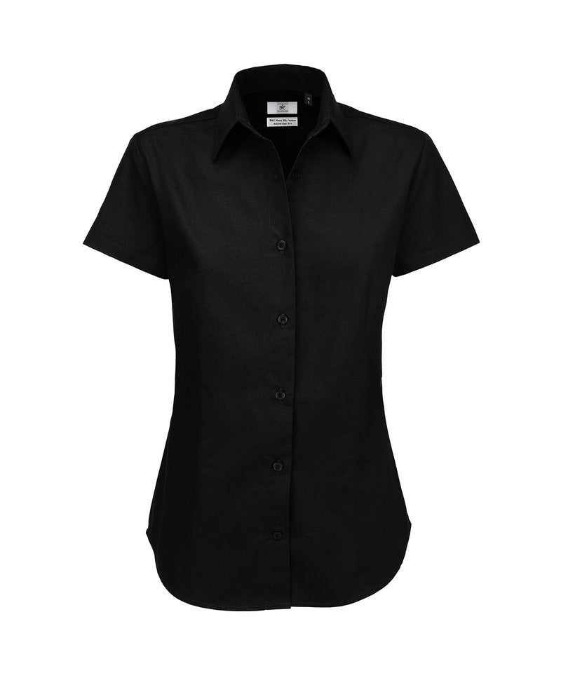 B&C Sharp Short Sleeve Women's in Black by B & C Collection — Custom branded clothing by Print Press, featuring premium embroidery produced in our specialist print lab in the UK.