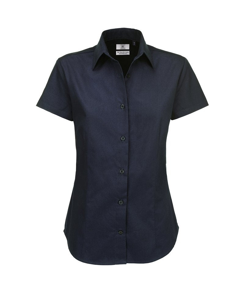 B&C Sharp Short Sleeve Women's in Navy by B & C Collection — Custom branded clothing by Print Press, featuring premium embroidery produced in our specialist print lab in the UK.