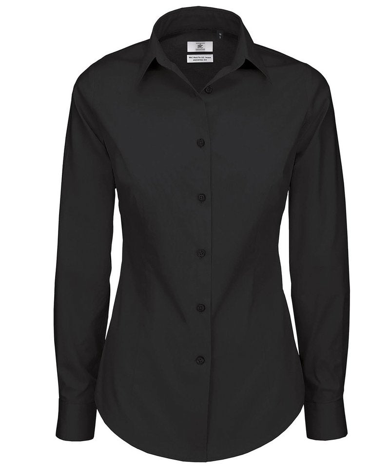 B&C Black Tie Lsl Women's in Black by B & C Collection — Custom branded clothing by Print Press, featuring premium embroidery produced in our specialist print lab in the UK.