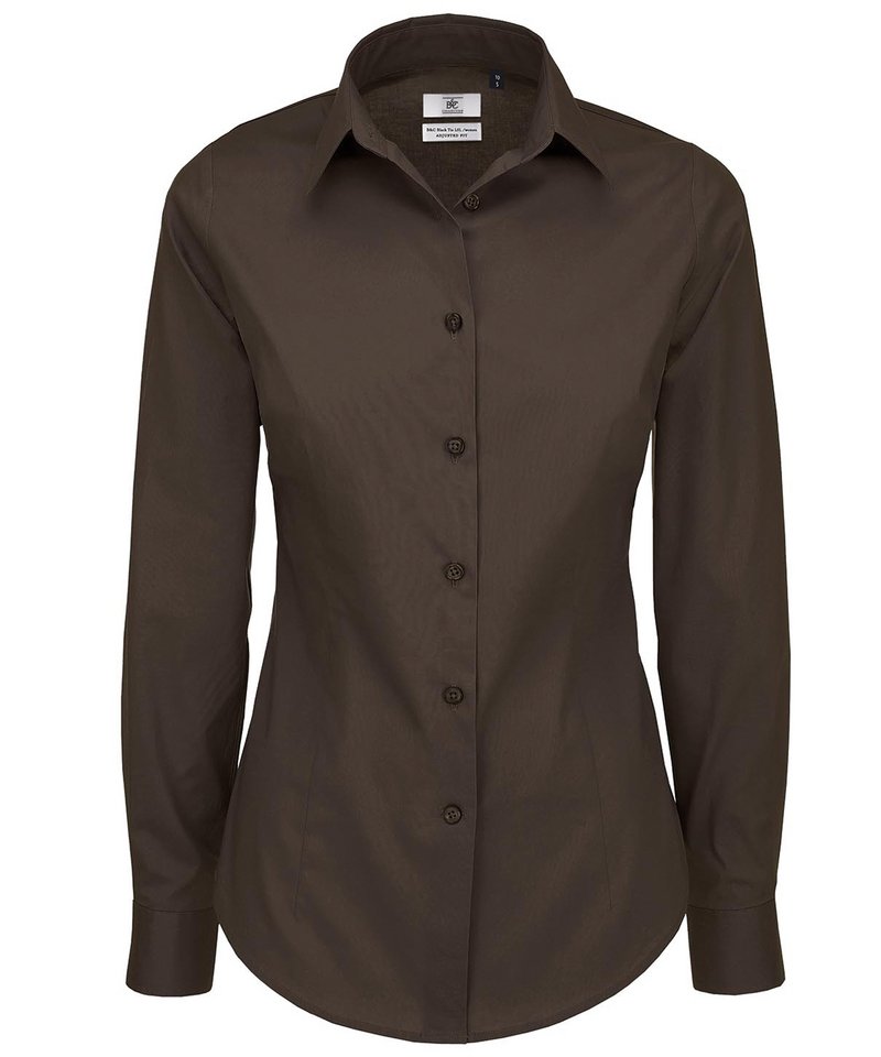 B&C Black Tie Lsl Women's in Coffee Bean by B & C Collection — Custom branded clothing by Print Press, featuring premium embroidery produced in our specialist print lab in the UK.