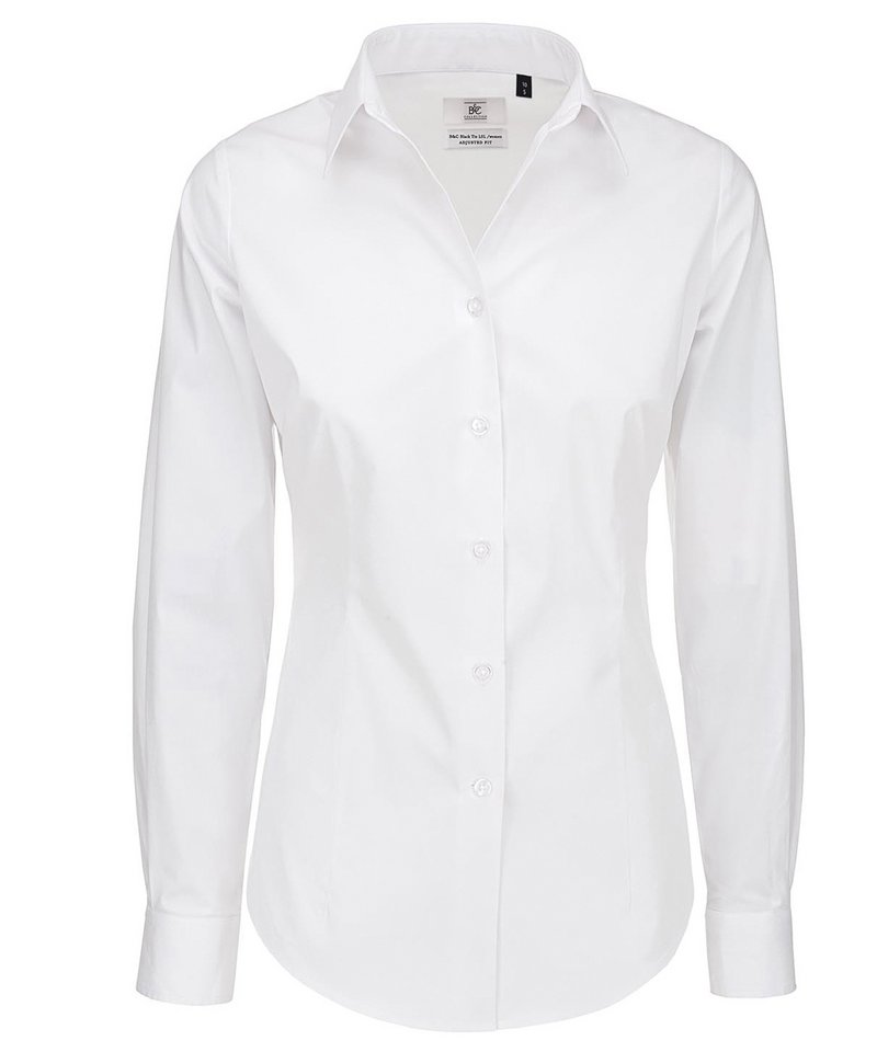 B&C Black Tie Lsl Women's in White by B & C Collection — Custom branded clothing by Print Press, featuring premium embroidery produced in our specialist print lab in the UK.