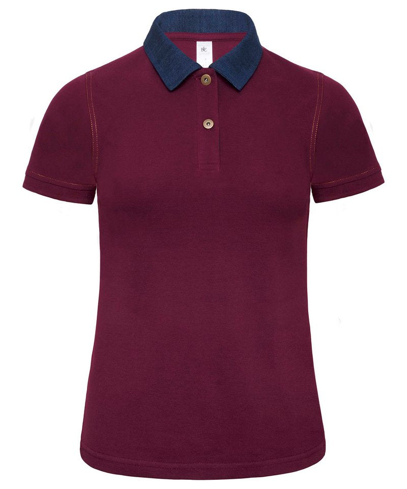B&C Dnm Forward Women's in Denim Burgundy by B & C Collection — Custom branded clothing by Print Press, featuring premium embroidery produced in our specialist print lab in the UK.