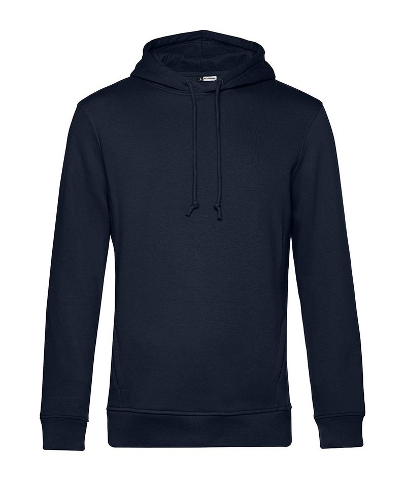 B&C Organic Hooded in Navy Blue by B & C Collection — Custom branded clothing by Print Press, featuring premium embroidery produced in our specialist print lab in the UK.