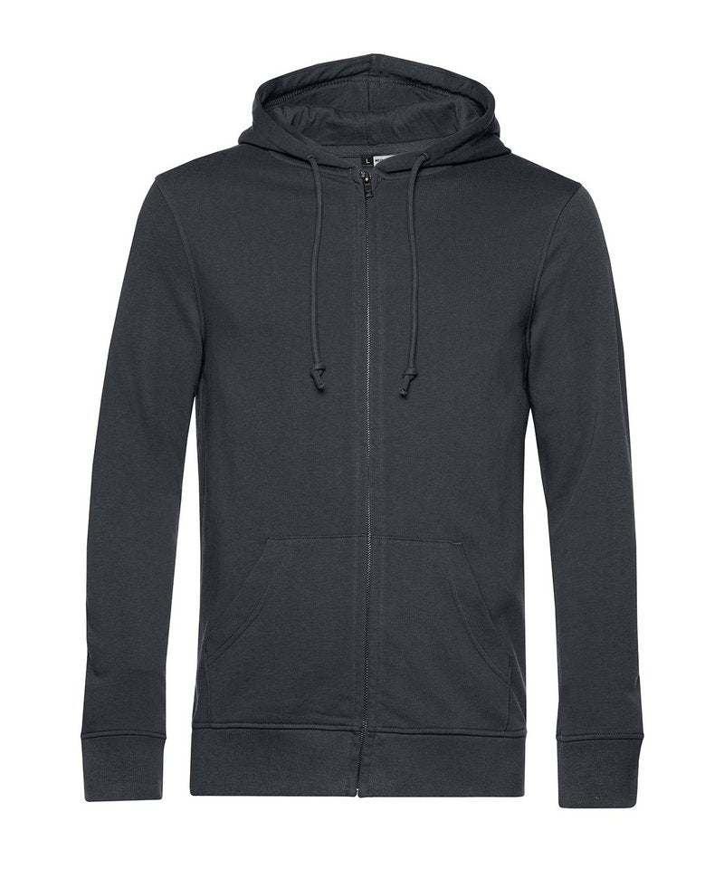 B&C Organic Zipped Hood in Asphalt by B & C Collection — Custom branded clothing by Print Press, featuring premium embroidery produced in our specialist print lab in the UK.