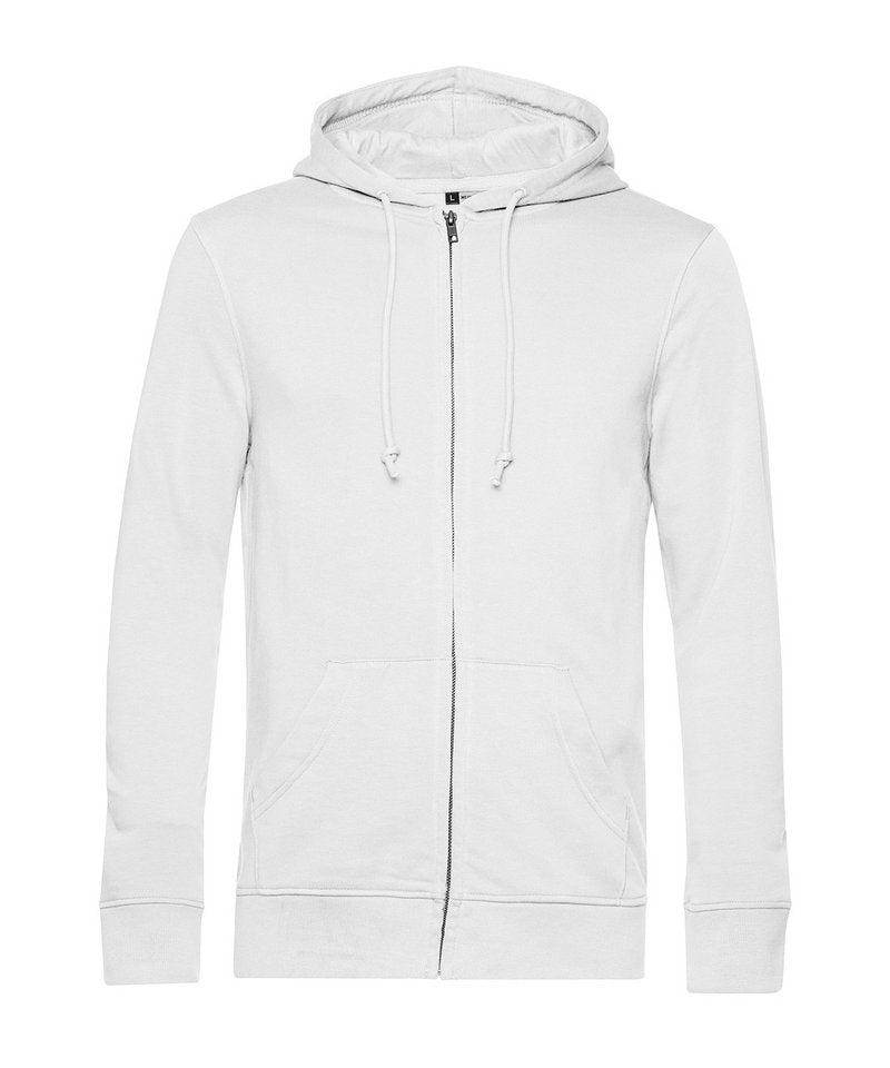 B&C Organic Zipped Hood in White by B & C Collection — Custom branded clothing by Print Press, featuring premium embroidery produced in our specialist print lab in the UK.