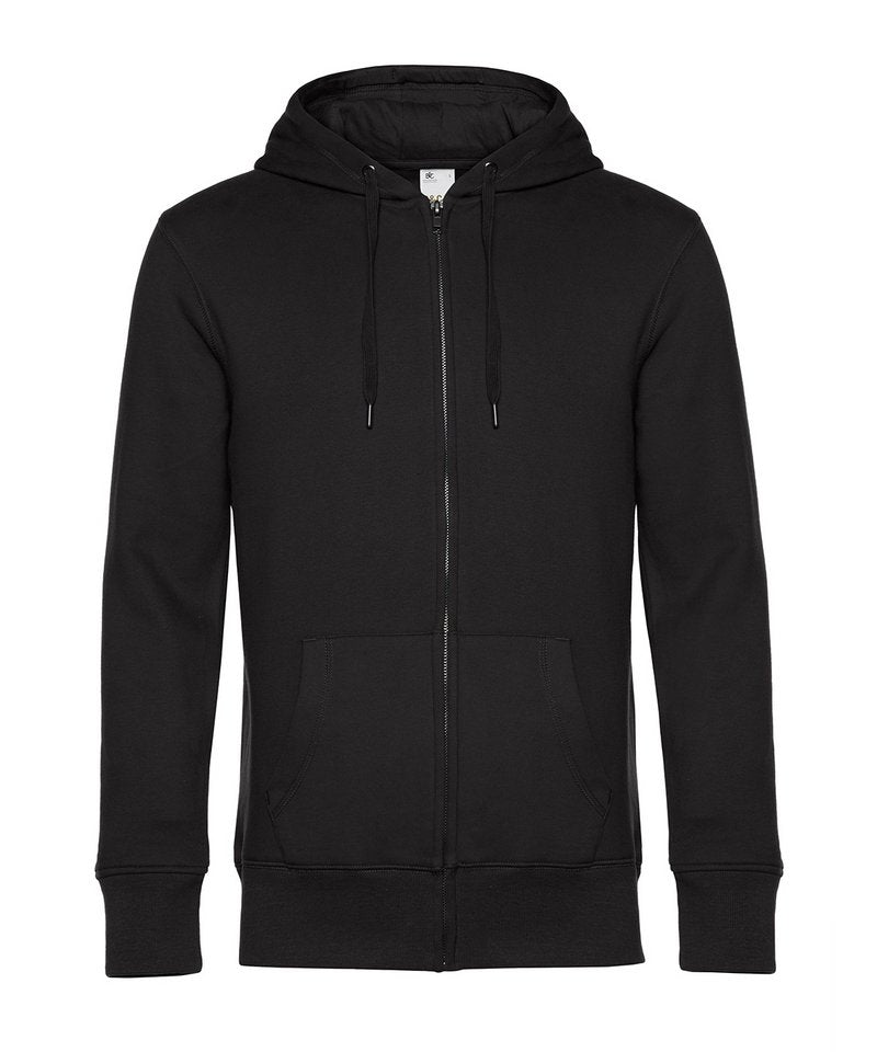 B&C King Zipped Hood in Black Pure by B & C Collection — Custom branded clothing by Print Press, featuring premium embroidery produced in our specialist print lab in the UK.
