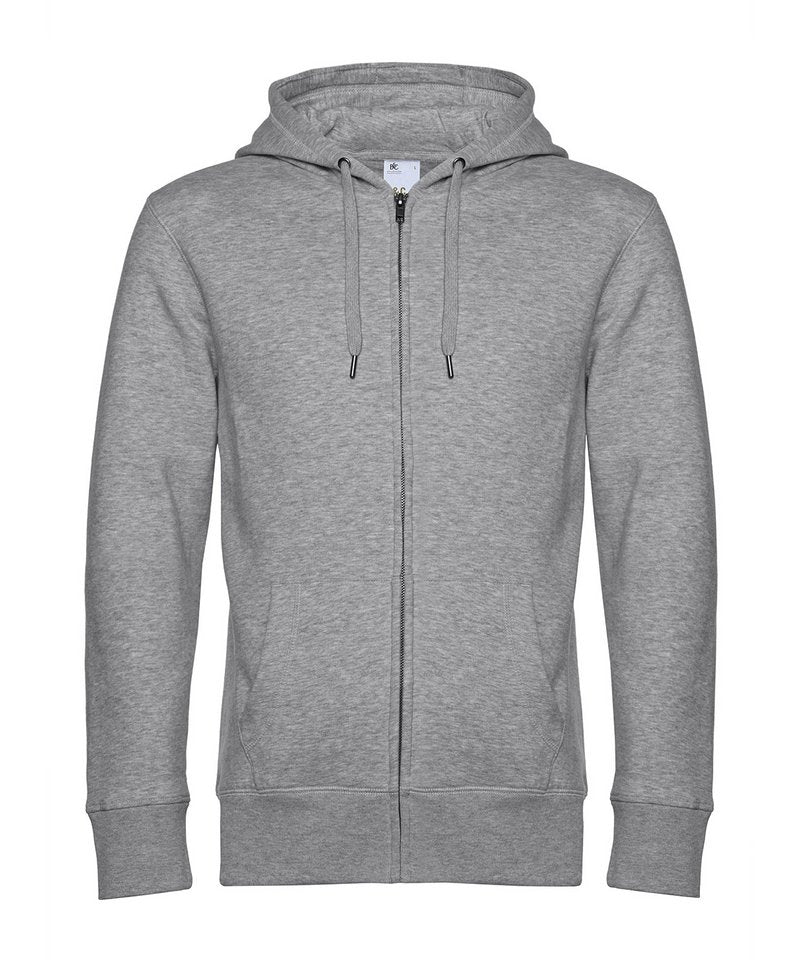 B&C King Zipped Hood in Heather Grey by B & C Collection — Custom branded clothing by Print Press, featuring premium embroidery produced in our specialist print lab in the UK.