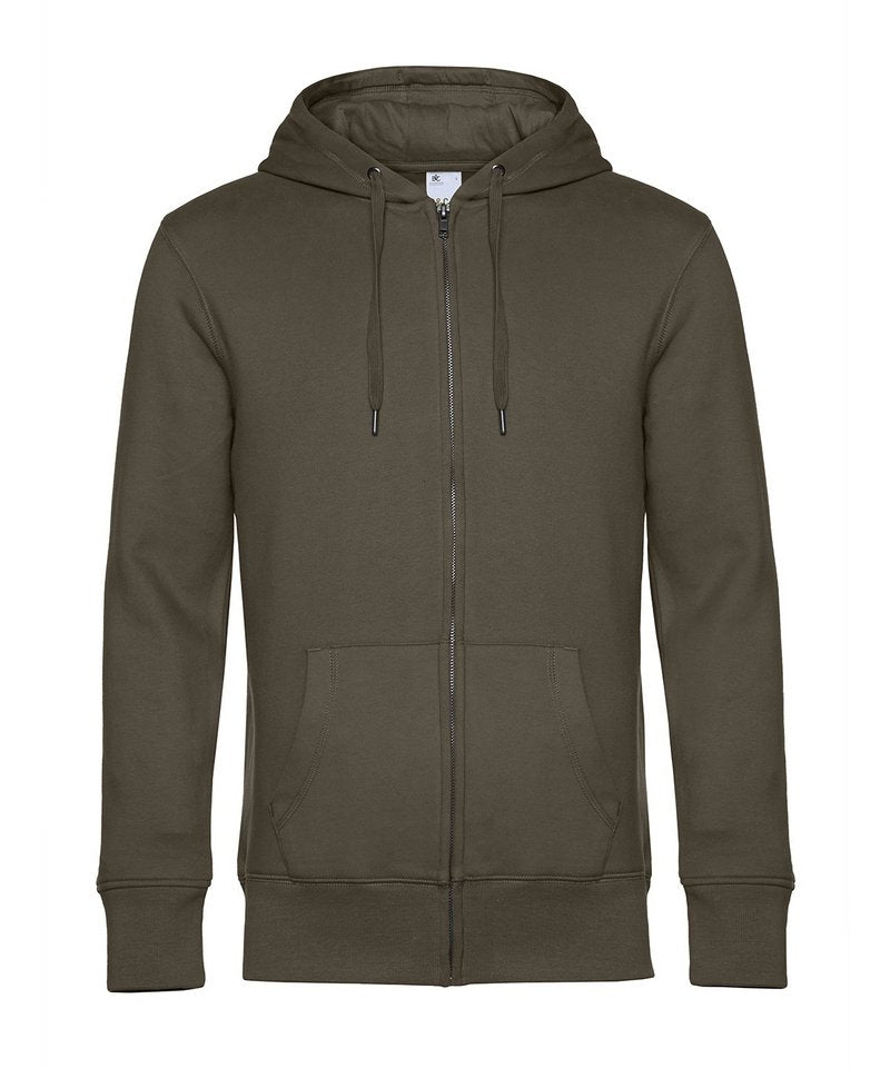B&C King Zipped Hood in Khaki by B & C Collection — Custom branded clothing by Print Press, featuring premium embroidery produced in our specialist print lab in the UK.