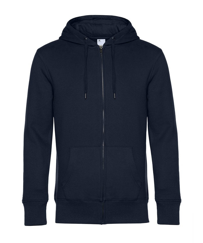 B&C King Zipped Hood in Navy Blue by B & C Collection — Custom branded clothing by Print Press, featuring premium embroidery produced in our specialist print lab in the UK.