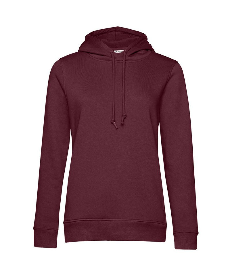 B&C Organic Hooded Women's in Burgundy by B & C Collection — Custom branded clothing by Print Press, featuring premium embroidery produced in our specialist print lab in the UK.