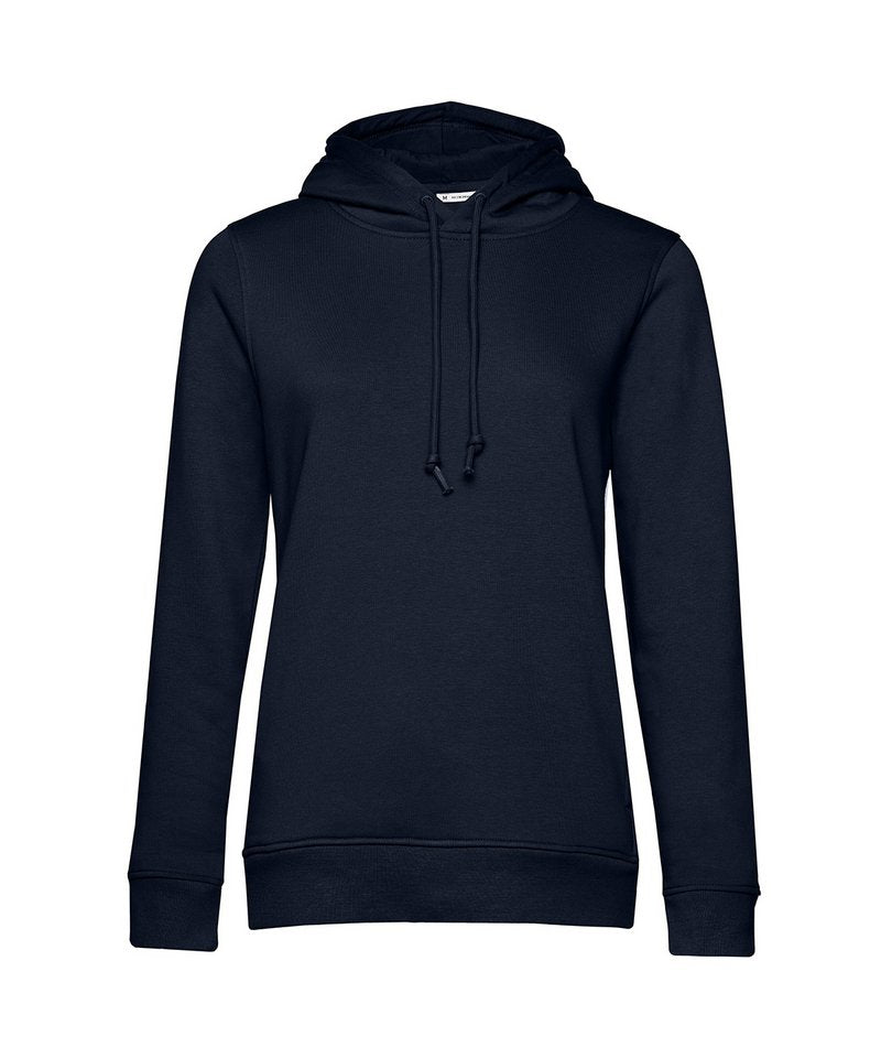 B&C Organic Hooded Women's in Navy Blue by B & C Collection — Custom branded clothing by Print Press, featuring premium embroidery produced in our specialist print lab in the UK.