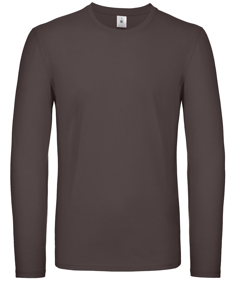 B&C E150 Long Sleeve in Bear Brown by B & C Collection — Custom branded clothing by Print Press, featuring premium embroidery produced in our specialist print lab in the UK.