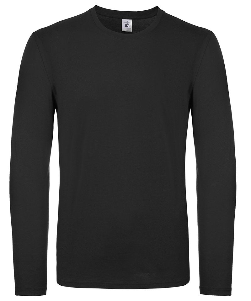 B&C E150 Long Sleeve in Black by B & C Collection — Custom branded clothing by Print Press, featuring premium embroidery produced in our specialist print lab in the UK.