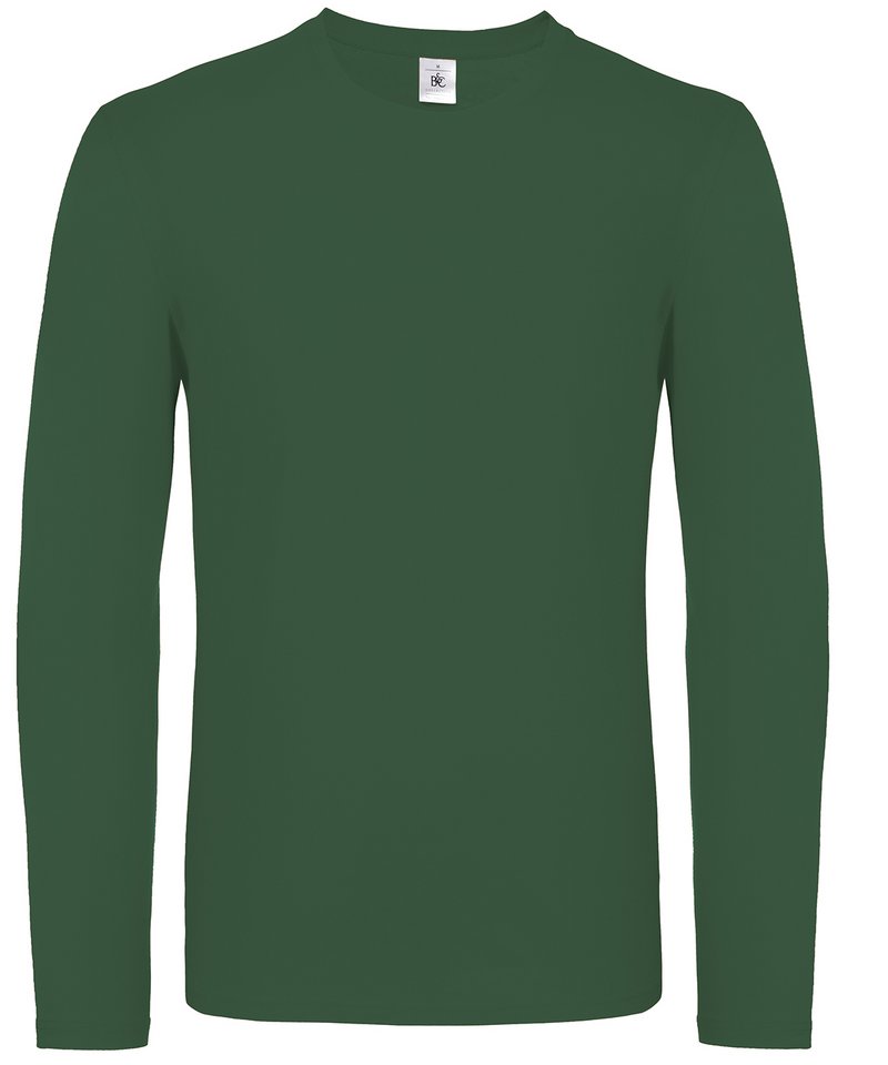 B&C E150 Long Sleeve in Bottle Green by B & C Collection — Custom branded clothing by Print Press, featuring premium embroidery produced in our specialist print lab in the UK.