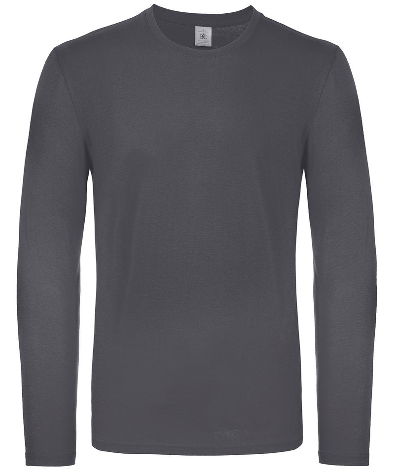 B&C E150 Long Sleeve in Dark Grey by B & C Collection — Custom branded clothing by Print Press, featuring premium embroidery produced in our specialist print lab in the UK.