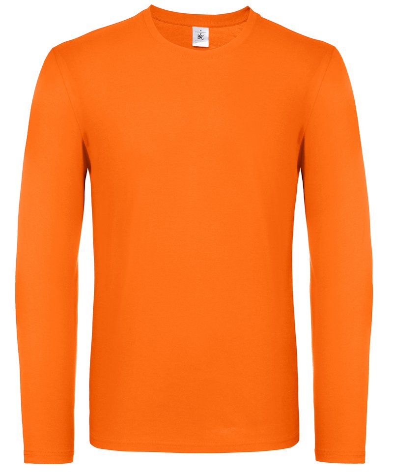 B&C E150 Long Sleeve in Orange by B & C Collection — Custom branded clothing by Print Press, featuring premium embroidery produced in our specialist print lab in the UK.