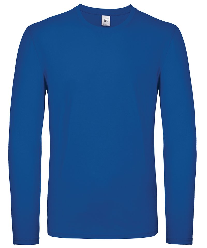 B&C E150 Long Sleeve in Royal Blue by B & C Collection — Custom branded clothing by Print Press, featuring premium embroidery produced in our specialist print lab in the UK.