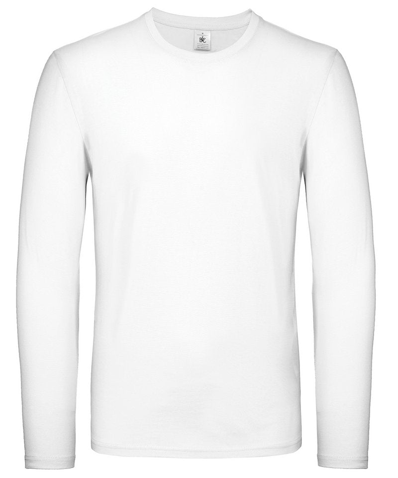 B&C E150 Long Sleeve in White by B & C Collection — Custom branded clothing by Print Press, featuring premium embroidery produced in our specialist print lab in the UK.