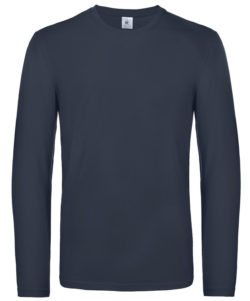 B&C E190 Long Sleeve in Navy by B & C Collection — Custom branded clothing by Print Press, featuring premium embroidery produced in our specialist print lab in the UK.