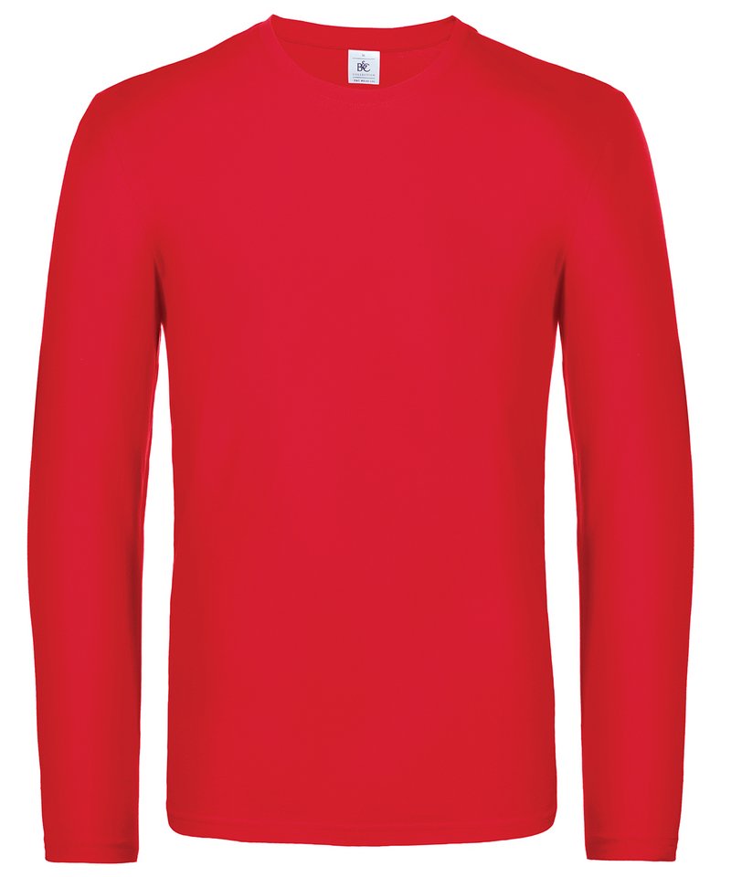 B&C E190 Long Sleeve in Red by B & C Collection — Custom branded clothing by Print Press, featuring premium embroidery produced in our specialist print lab in the UK.