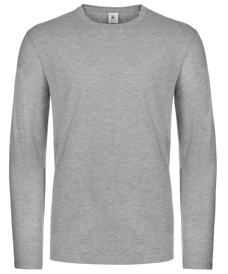 B&C E190 Long Sleeve in Sport Grey by B & C Collection — Custom branded clothing by Print Press, featuring premium embroidery produced in our specialist print lab in the UK.