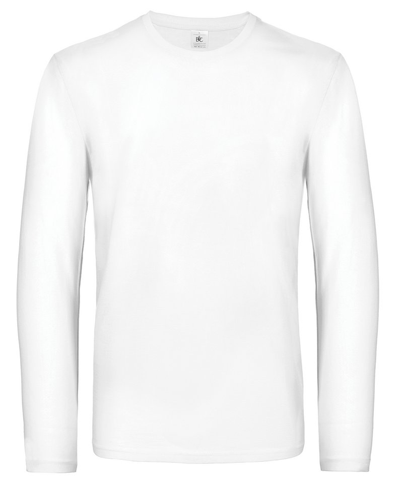 B&C E190 Long Sleeve in White by B & C Collection — Custom branded clothing by Print Press, featuring premium embroidery produced in our specialist print lab in the UK.